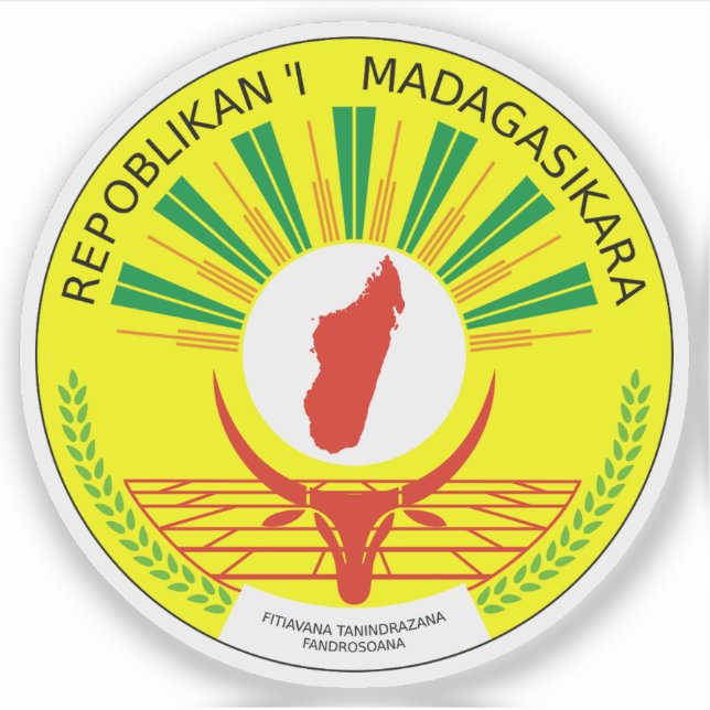 Wappen der Republik Madagaskar Aufkleber (Vorderseite)