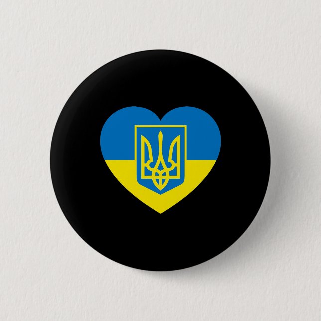 Wappen der Ukraine im Herzen Flagge Solidarität Pr Button (Vorderseite)