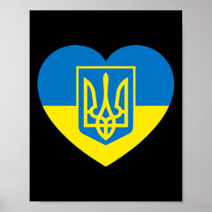 Wappen der Ukraine im Herzen Flagge Solidarität Pr Poster
