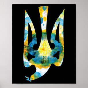 Wappen der Ukraine in Nationalfarben Ukrainisch  Poster