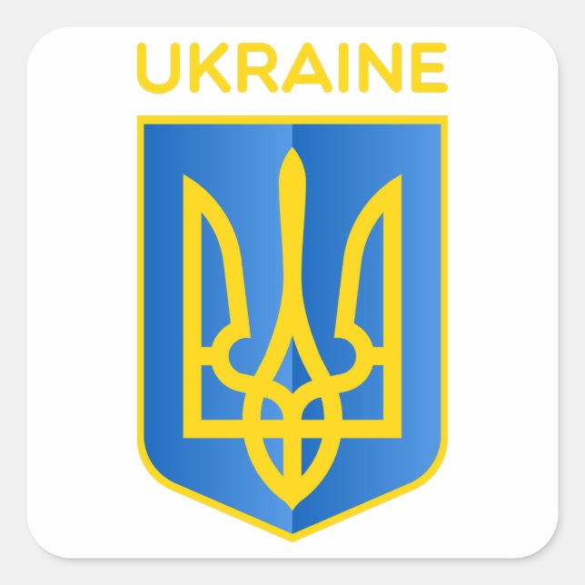 Wappen der Ukraine Quadratischer Aufkleber (Vorderseite)