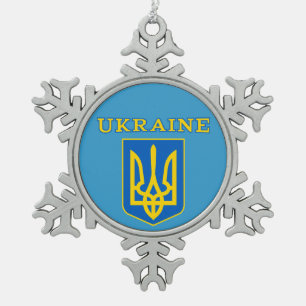 Wappen der Ukraine Schneeflocken Zinn-Ornament