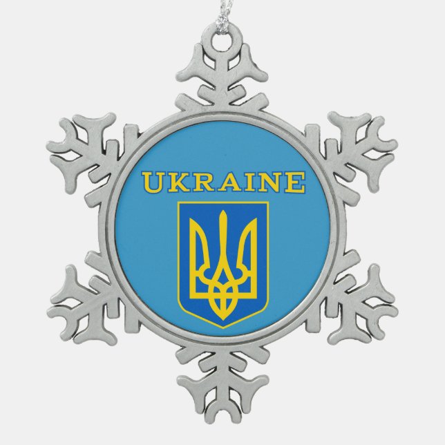 Wappen der Ukraine Schneeflocken Zinn-Ornament (Vorderseite)