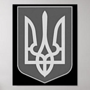 Wappen der Ukraine silbernes Trident-Emblem Zelens Poster