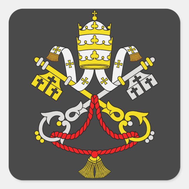 Wappen der Vatikanstadt Quadratischer Aufkleber (Vorderseite)