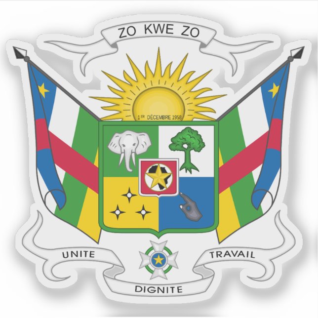 Wappen der Zentralafrikanischen Republik Aufkleber (Vorderseite)