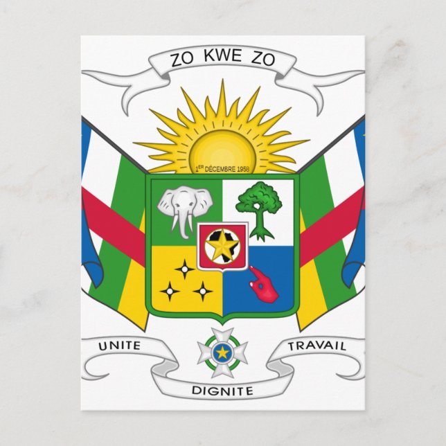Wappen der Zentralafrikanischen Republik Postkarte (Vorderseite)