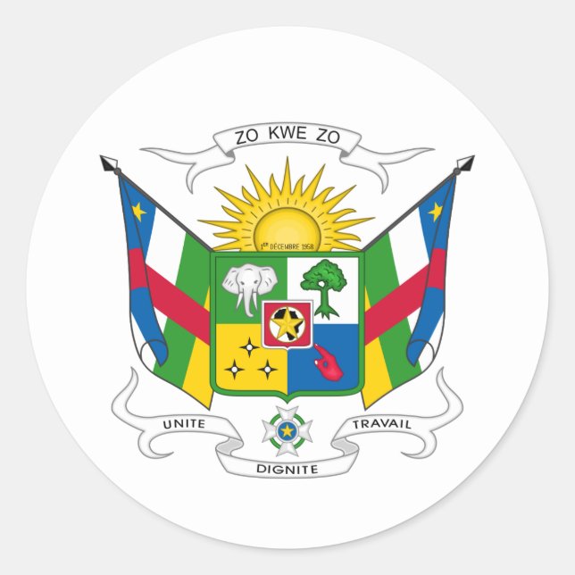 Wappen der Zentralafrikanischen Republik Runder Aufkleber (Vorderseite)