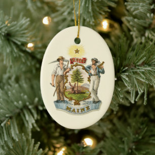 Wappen des Bundesstaates Maine (1870er Jahre) Keramik Ornament