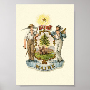 Wappen des Bundesstaates Maine (1870er Jahre) Poster