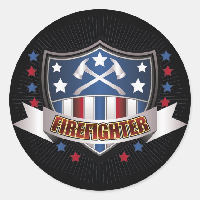 Wappen des Feuerwehrmanns Runder Aufkleber (Vorderseite)