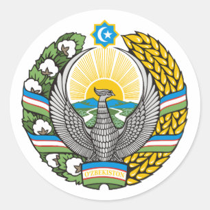 Wappen des Landes Usbekistan Symbol Emblem Flagge Runder Aufkleber