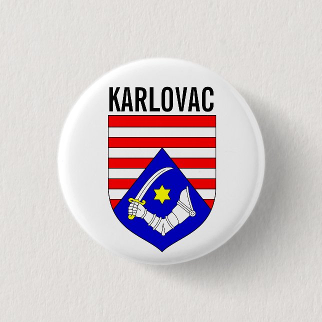 Wappen des Landkreises Karlovac, Kroatien Button (Vorderseite)