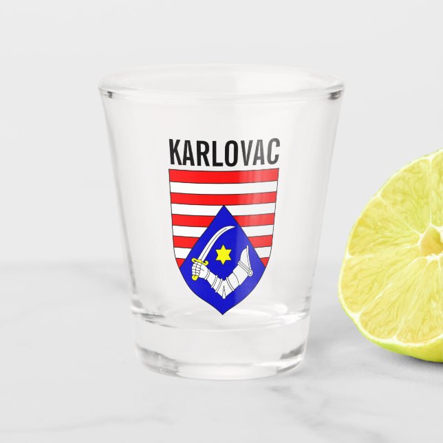 Wappen des Landkreises Karlovac, Kroatien Schnapsglas (Vorderseite)