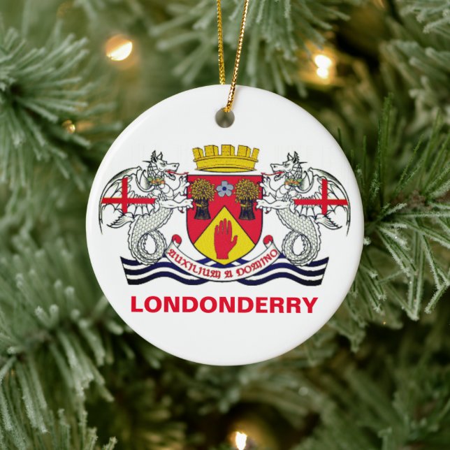 Wappen des Landkreises Londonderry, N. Irland Keramik Ornament (Baum)