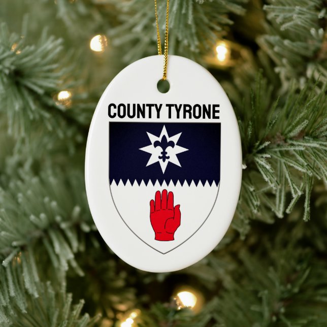 Wappen des Landkreises Tyrone, Nordirland Keramik Ornament (Baum)