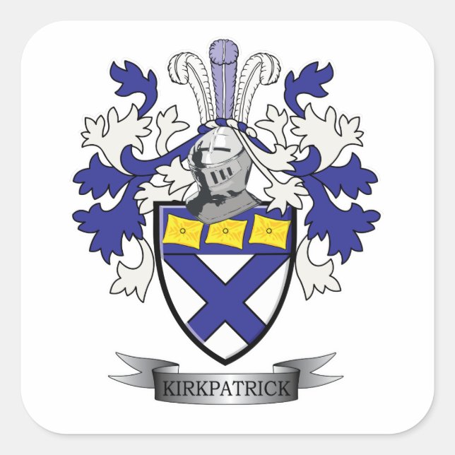 Wappen-Familienwappen Quadratischer Aufkleber (Vorderseite)