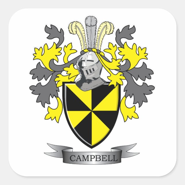 Wappen-Familienwappen Quadratischer Aufkleber (Vorderseite)