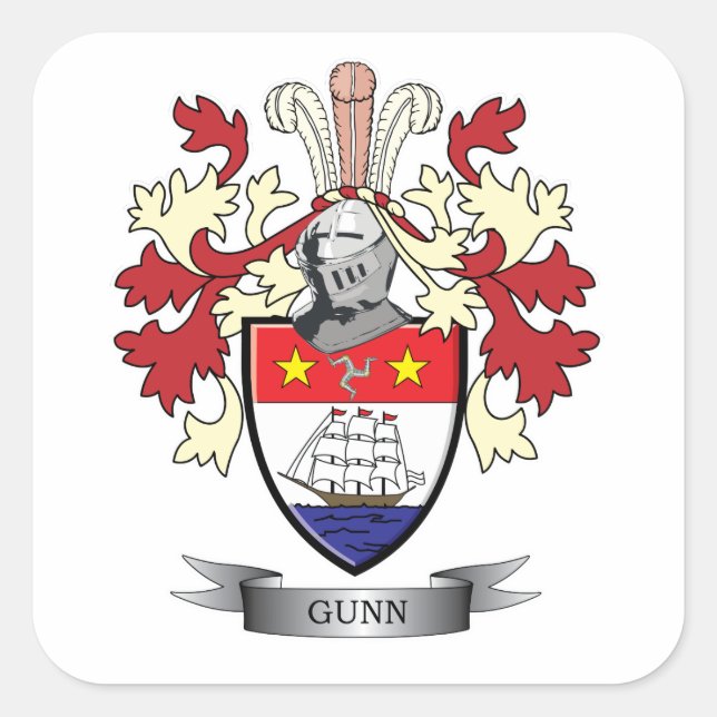 Wappen-Familienwappen Quadratischer Aufkleber (Vorderseite)