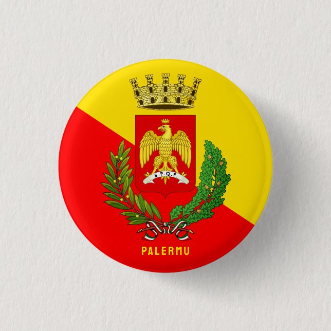 Wappen/Flagge von Palermo (Stadt), Sizilien Button (Vorderseite)