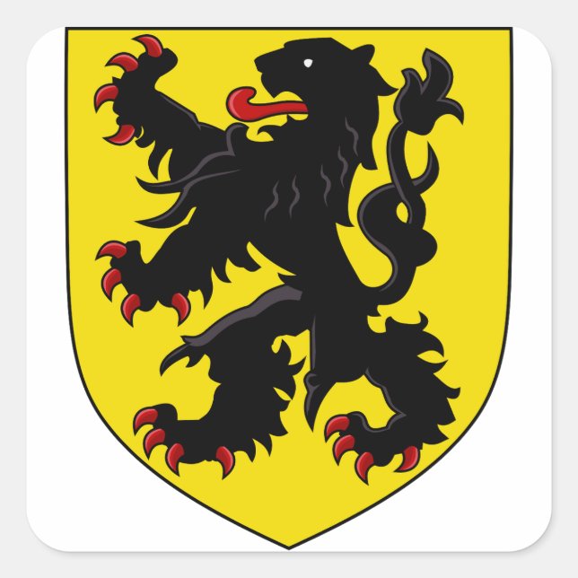 Wappen Flanderns Quadratischer Aufkleber (Vorderseite)