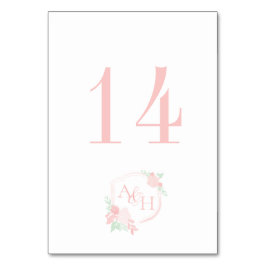 Wappen Floral Monogramm Pink Tischnummer