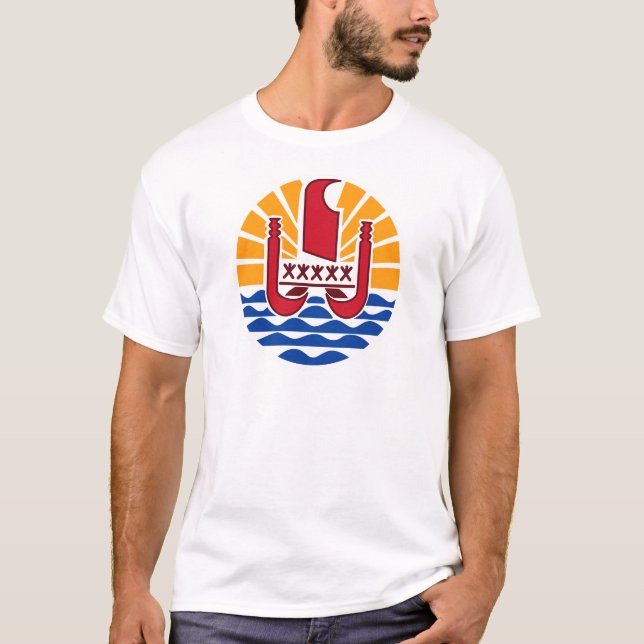 Wappen, Französisch-Polynesien Polynésie Française T-Shirt (Vorderseite)