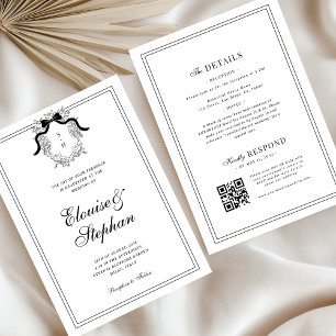 Wappen French Bow Monogram All in one Wedding Einladung