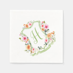 Wappen für Blumenfarben, grün und rosa Serviette