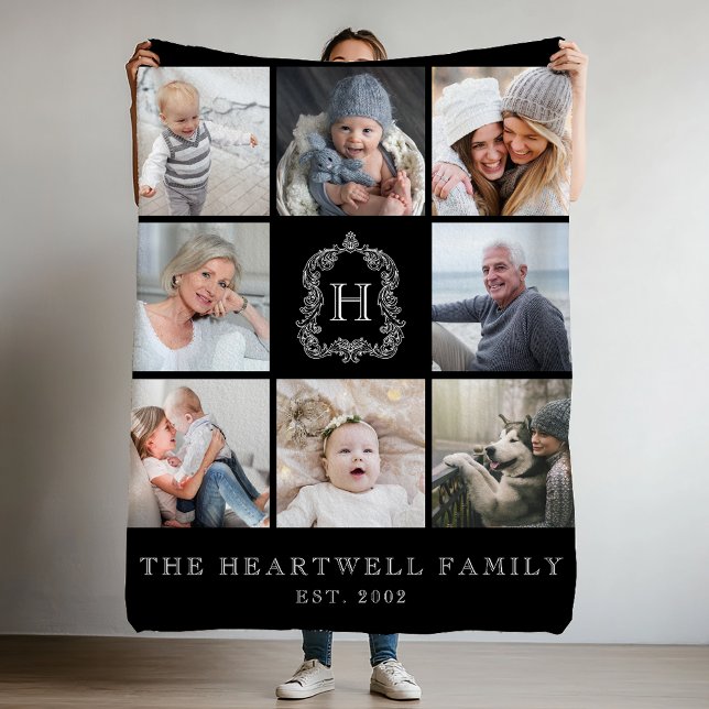 Wappen für die Fotolollage-Monogramm-Familie 8 Sch Fleecedecke (Von Creator hochgeladen)