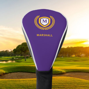 Wappen für lila und Gold Monogram-Logos Golf Headcover