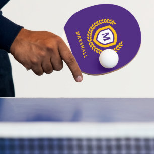 Wappen für lila und Gold Monogram-Logos Tischtennis Schläger