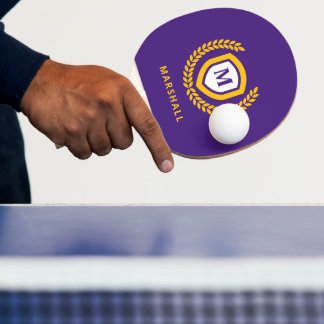 Wappen für lila und Gold Monogram-Logos Tischtennis Schläger