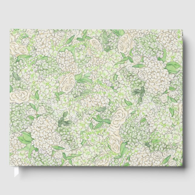 Wappen für Wasserfarben Grün und Weiß-Hydrangea Gästebuch (Vorderseite)