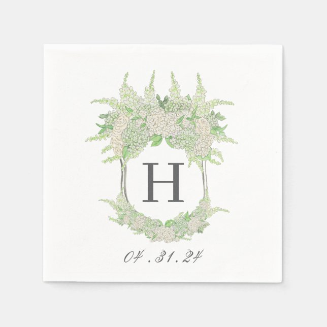 Wappen für Wasserfarben Grün und Weiß-Hydrangea Serviette (Vorderseite)