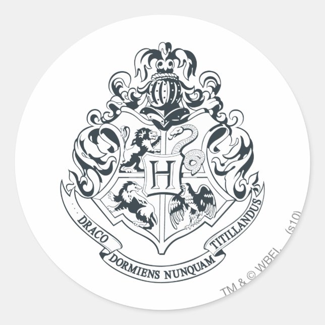 Wappen Harry Potter | Hogwarts - Schwarzweiss Runder Aufkleber (Vorderseite)