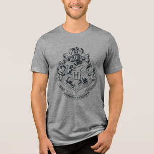 Wappen Harry Potter Hogwarts - Schwarzweiss Tri-Blend Shirt