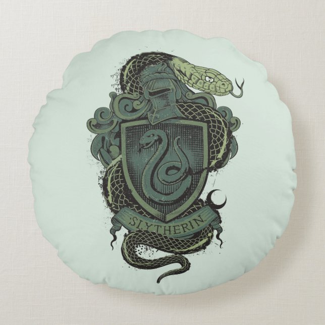 Wappen Harry Potter | Slytherin Rundes Kissen (Vorderseite)