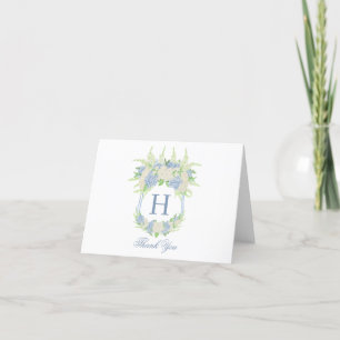 Wappen Hochzeit von Wasserfarbe Blau und Weiß Hydr Dankeskarte