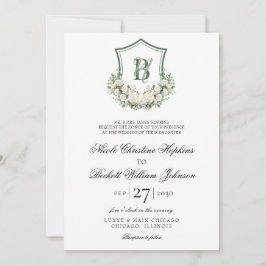 Wappen Hochzeit von weißen Blume Einladung