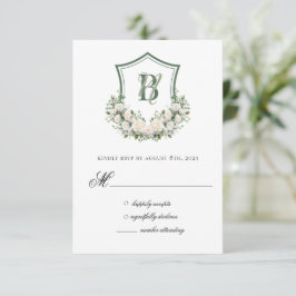 Wappen Hochzeit von weißen Blume RSVP Karte
