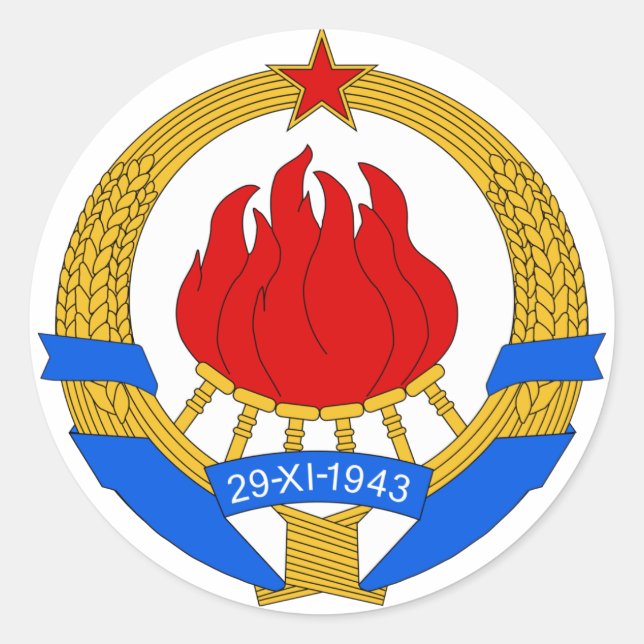 Wappen Jugoslawiens (1945-1992) Runder Aufkleber (Vorderseite)