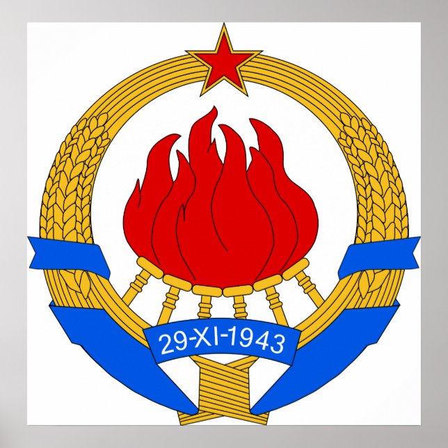 Wappen Jugoslawiens Offiziell Heraldry Symbol Poster (Vorne)