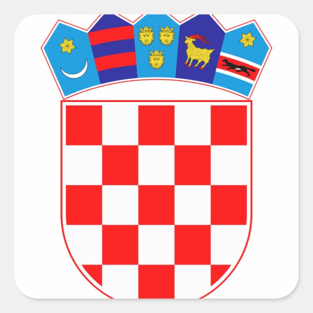 Wappen Kroatiens, Kroatische Embleme, Hrvatska Quadratischer Aufkleber (Vorderseite)