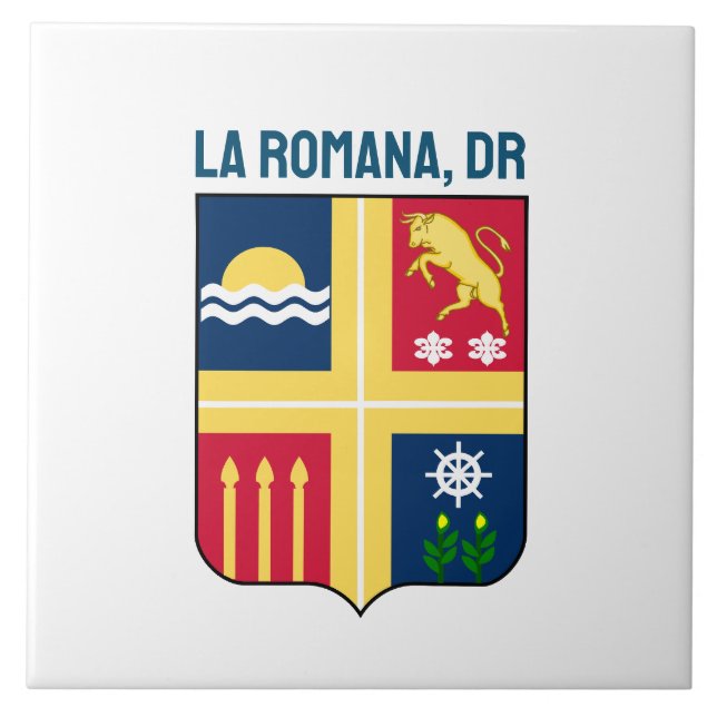 Wappen - La Romana, Dominikanische Republik Fliese (Vorderseite)