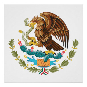 Wappen Mexikos Land Wappen Symbol Emblem Flagge Ad Poster