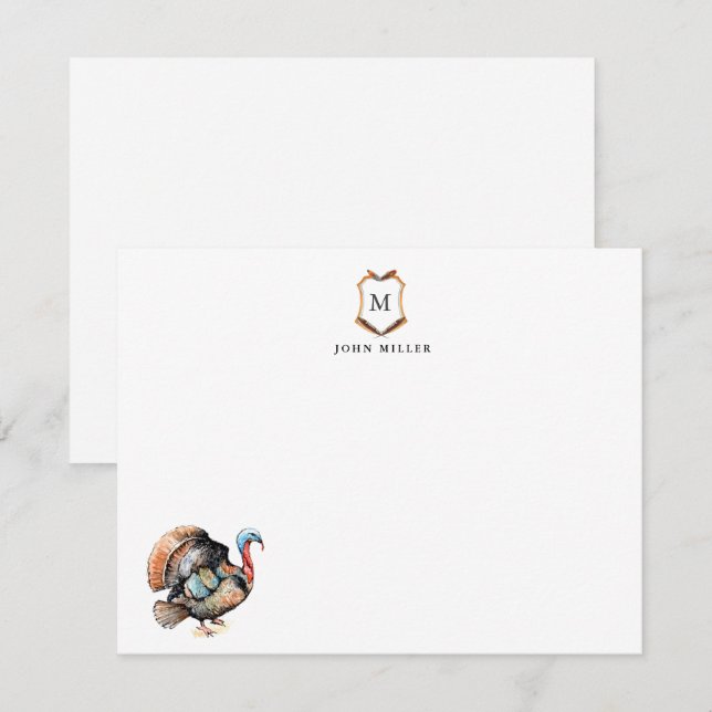 Wappen mit dem Mit Monogramm Türkischen Vogel Dankeskarte (Vorne/Hinten)