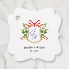 Wappen mit Wintergrün mit Monogramm Hochzeit Geschenkanhänger