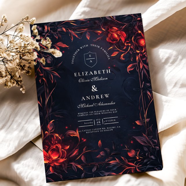 Wappen Monogram Art Nouveau Floral Wedding Einladung (Von Creator hochgeladen)