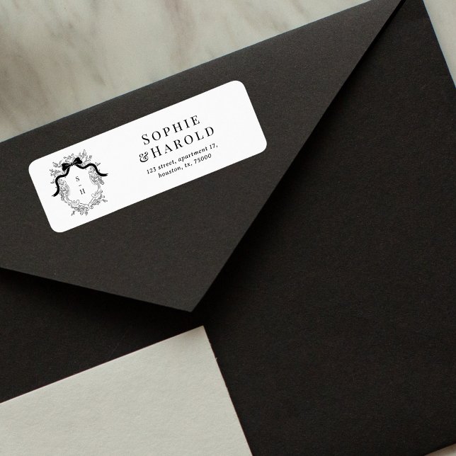 Wappen Monogram French Wedding Rücksendeadresse (Von Creator hochgeladen)